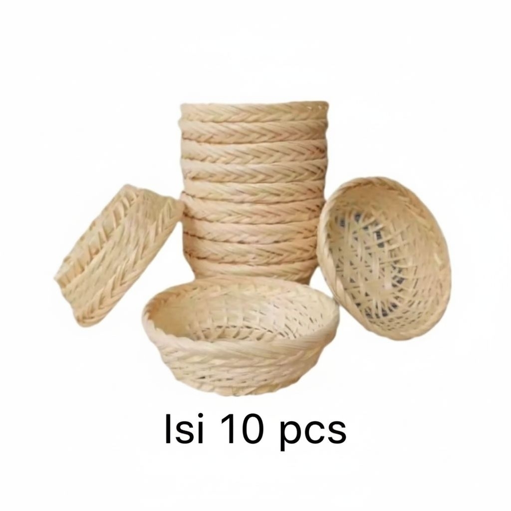 keranjang oval ( isi 10 pcs )anyaman bambu, piring anyaman bambu, tempat Snack