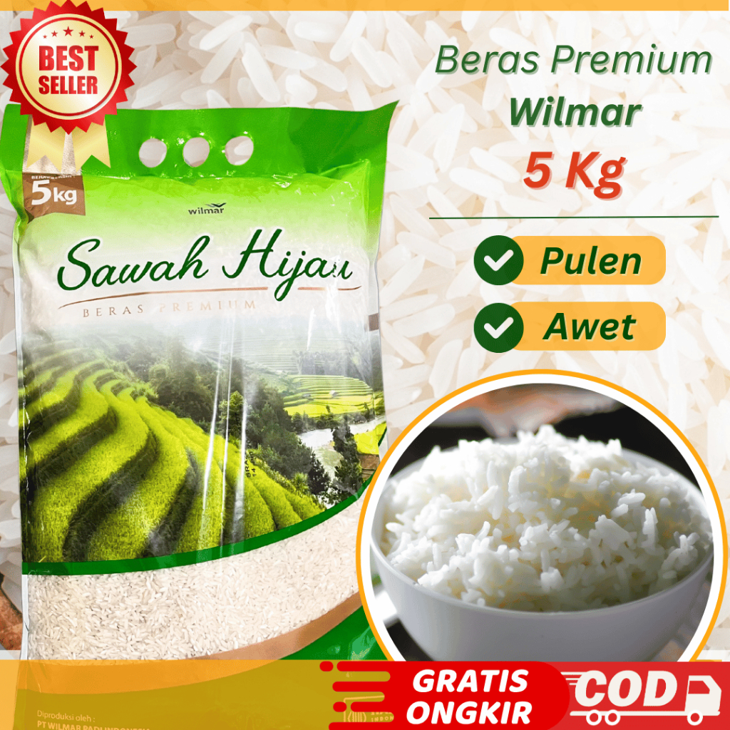 Beras Premium Sawah Hijau Pulen Produksi Wilmar