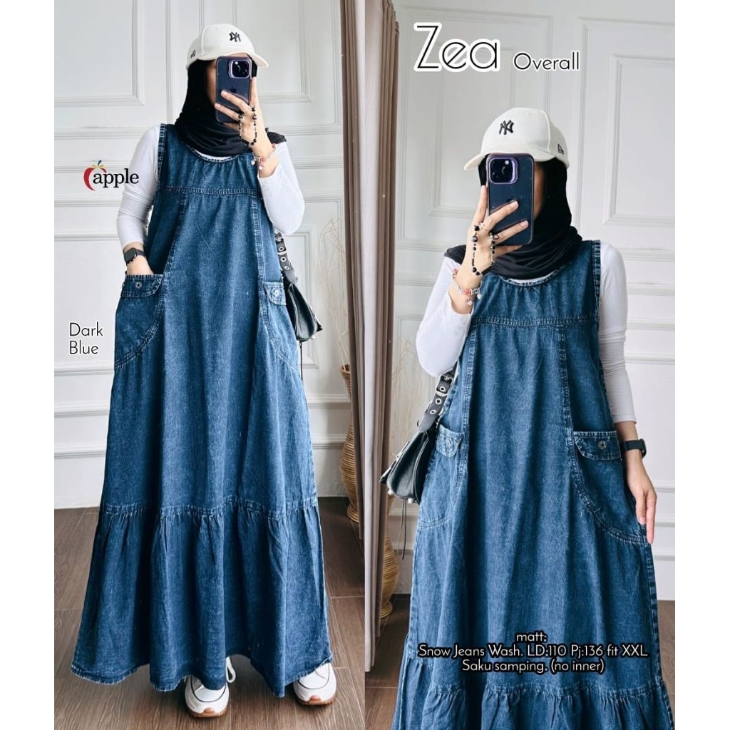 ZEA OVERALL DENIM DRESS OVERALL MAXI DRESS DENIM