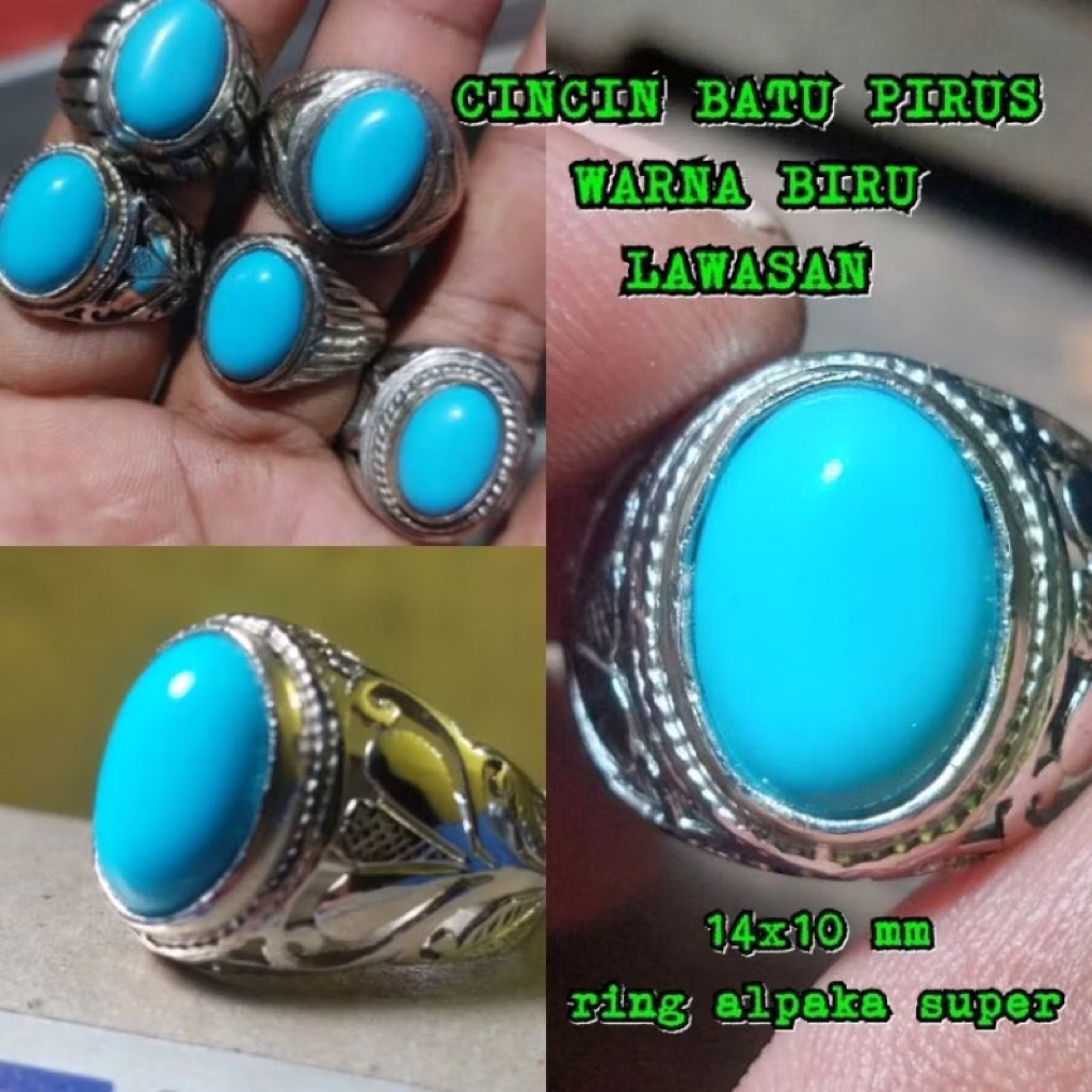 CINCIN BATU PIRUS WARNA BIRU POLOS