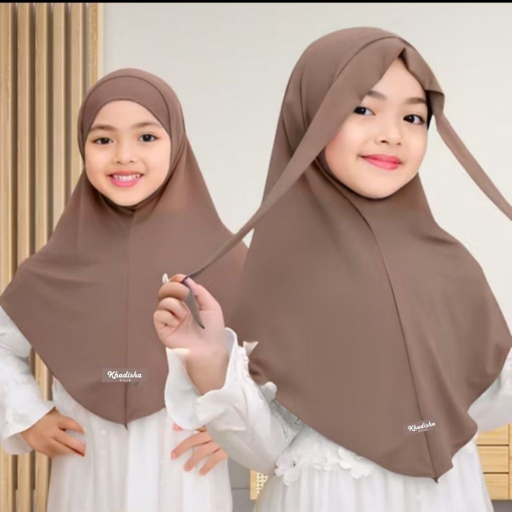 Bergo Anak Tali Malay 3-7 tahun Hijab Khimar Instan Bahan Jersey spandek Premium