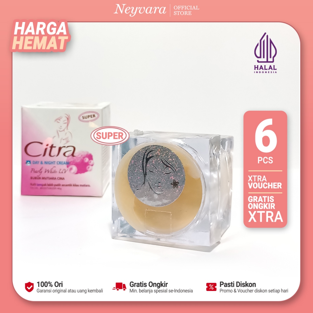 (6 Pcs) Citra Super Cream Siang & Malam Krim Citra Pearly White UV Bubuk Mutiara Cina