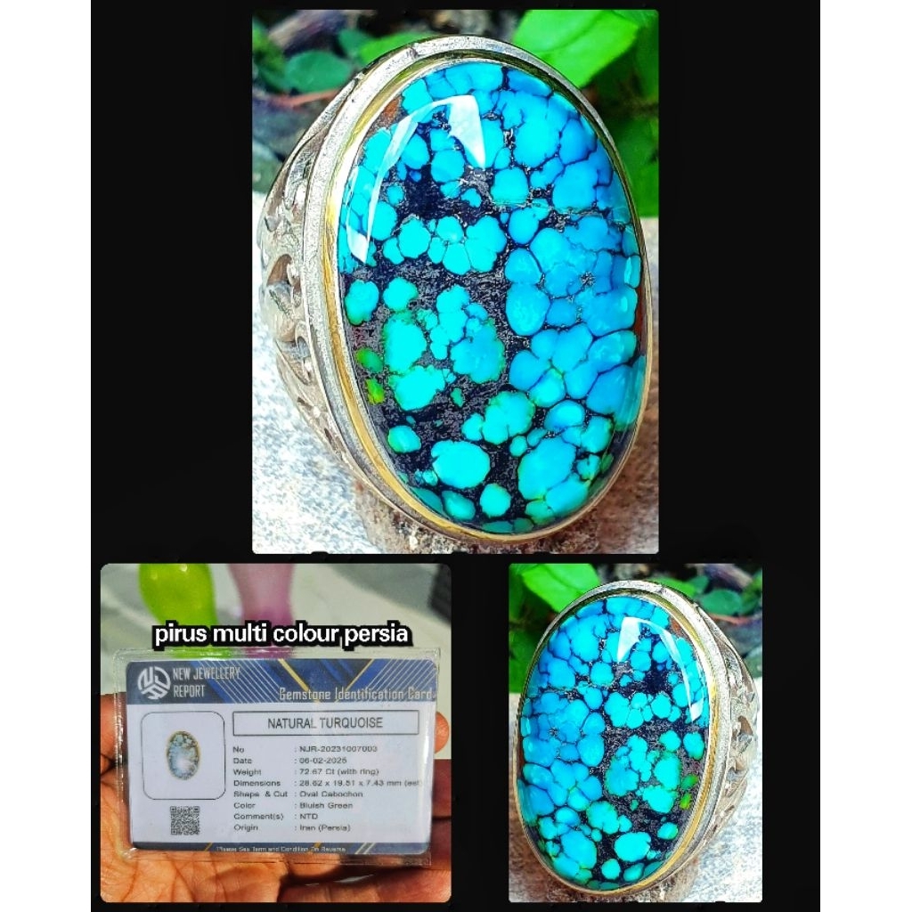 batu pirus blueish green multi colour jumbo asli persia