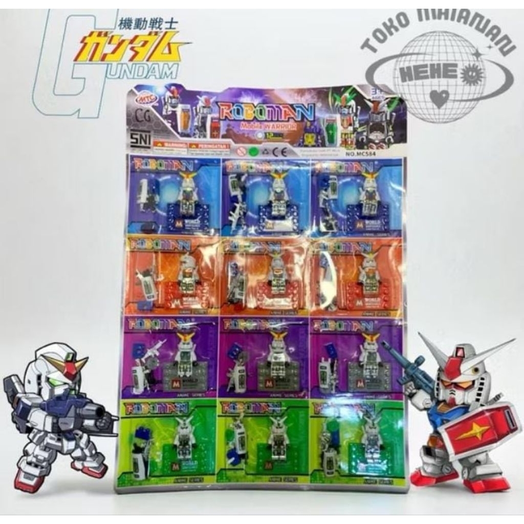 1 LEMBAR MAINAN ROBOMAN GUNDAM || ROBOMAN GUNDAM 12 PCS .ROBOMAN MC 584