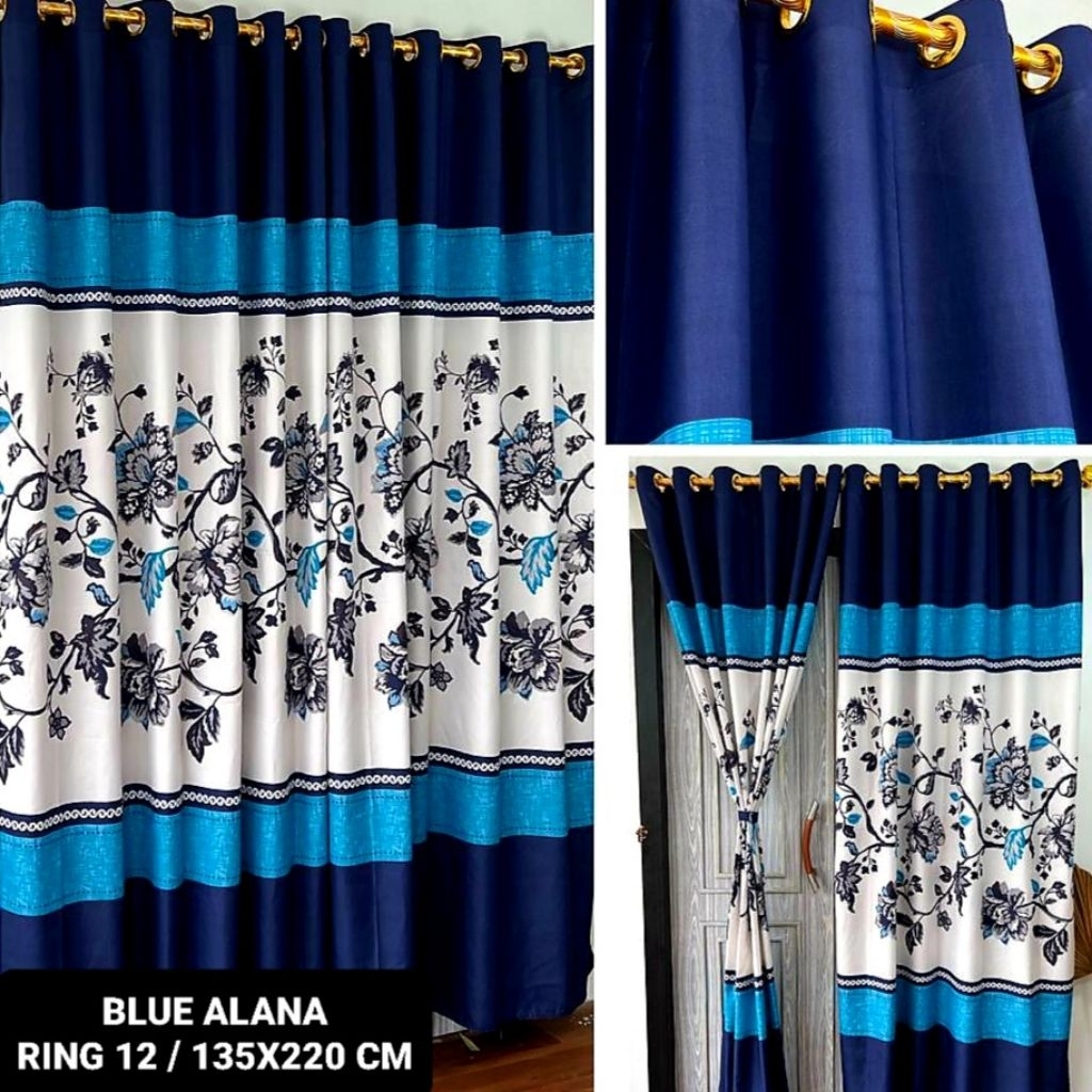 BISA COD GORDEN BLUE ALANA MINIMALIS MURAH GORDYN MOTIF BUNGA WARNA BIRU PUTIH KORDEN RING 12 HORDEN