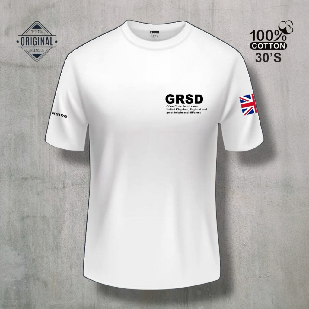 GREENSIDE Tshirt Putih Original Pria Wanita Logo Monochrom - Kain Katun / Kaos Greenlight Original