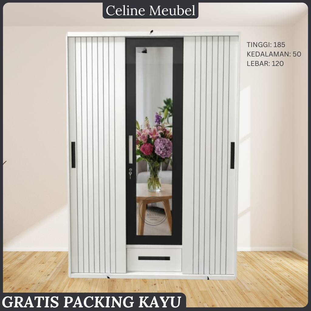 SCA. Lemari Baju Besi Sliding - Lemari Baju 3 Pintu - Lemari Baju Besi - Lemari sliding Baju Besi - 