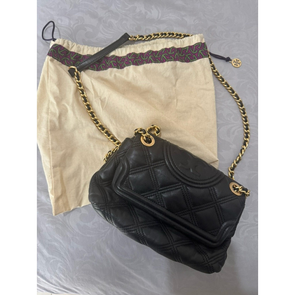preloved tas wanita - tory burch fleming bag authentic black