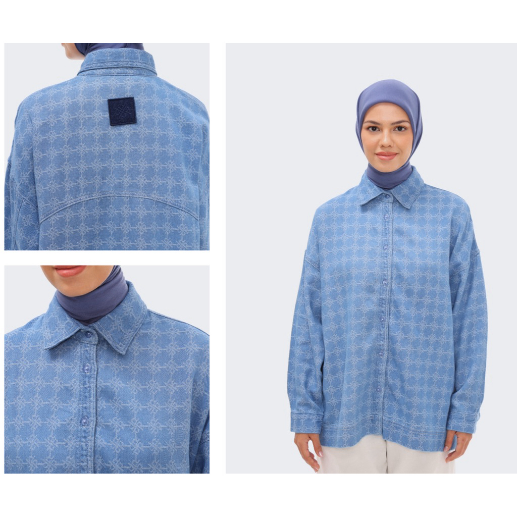 Carsy Shirt Riamiranda Denim Series RM Atasan Kemeja Blouse Wanita Ria Miranda