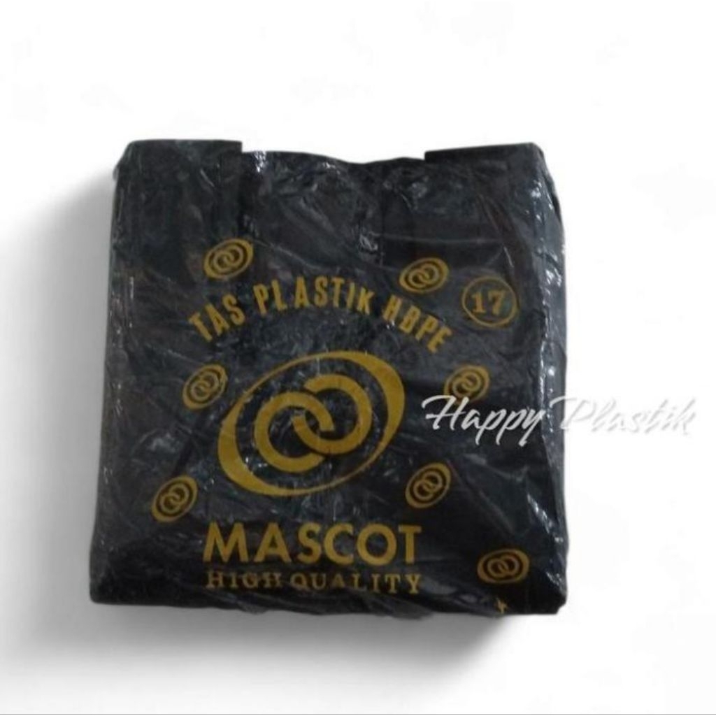 KANTONG PLASTIK KRESEK HD MASCOT HITAM TEBAL UKURAN 17 | 1 PACK / 1 IKAT @5PACK