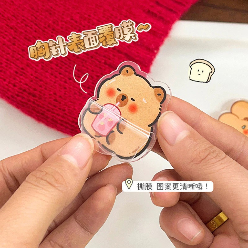 Pin Bros Motif Capybara Kapibara Gaya Jepang dan Korea untuk Aksesoris