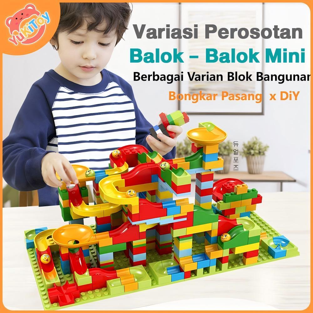 Yukitoy Marble Run Building Blocks blocks DIY Konstruksi Mainan Balok Susun Mainan Anak 3D Maze Ball