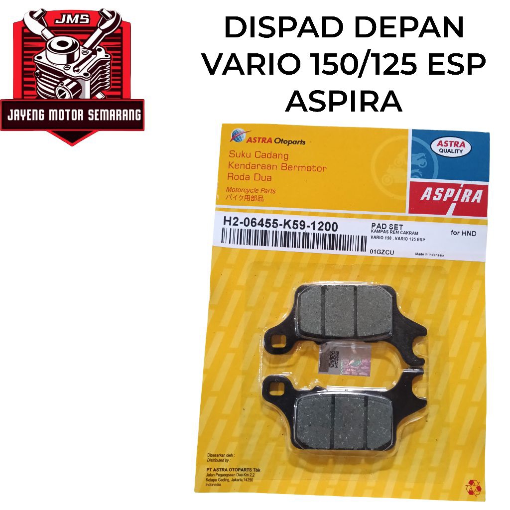 Kampas Rem Cakram Dispad Depan Vario 125 ESP Vario 150 ESP Aspira