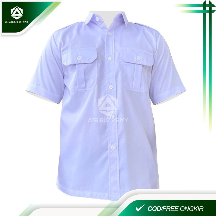 Baju Seragam Dinas Putih Pria Lengan Pendek Seragam PNS Putih Pria Kemeja PDH PDL Putih PNS Kerah Hi