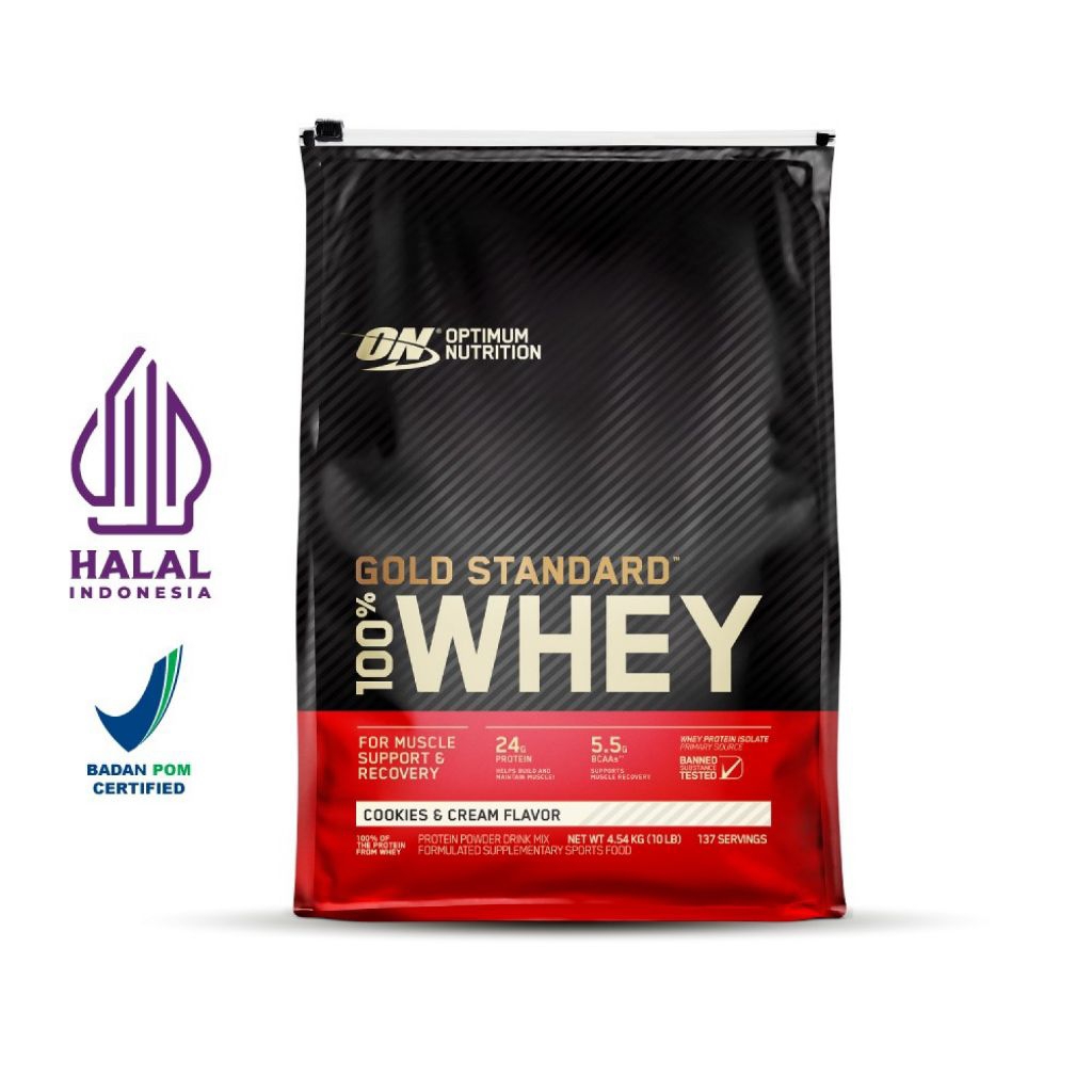 Optimum Nutrition ON WHEY GOLD STANDARD 100% Whey Protein 10lb 10 LBS Cookies & Cream Flavor - Susu 
