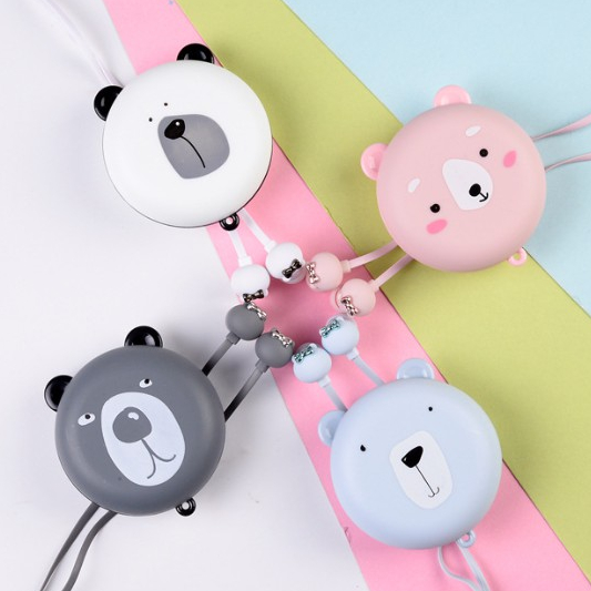 [E-156] Headset Earphone WAJAH BERUANG Lucu / Earphone + Wadah Earphone Motif Kartun WAJAH BERUANG