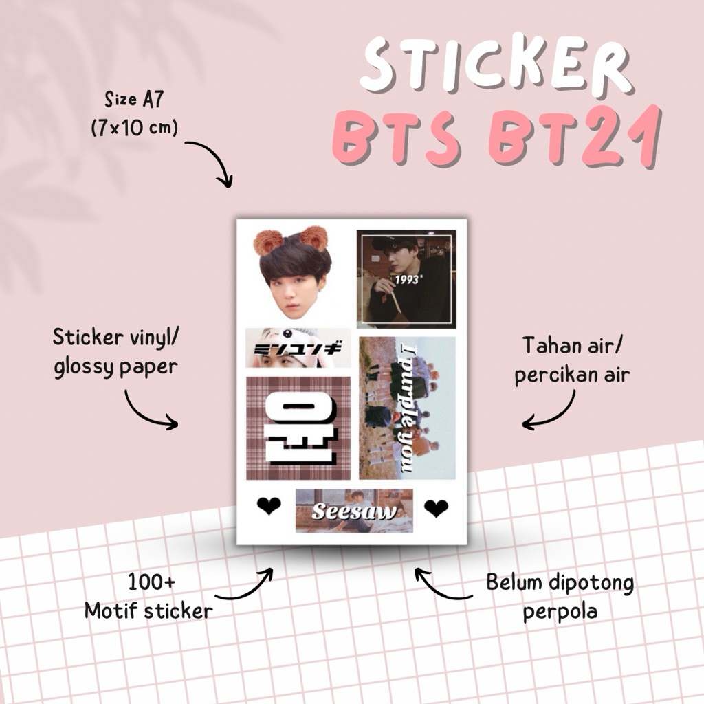 Stiker BT5 BT21 Case Handphone Journal Scrapbook Tumblr Diary Notebook DIY Deco Freebies Notes Album