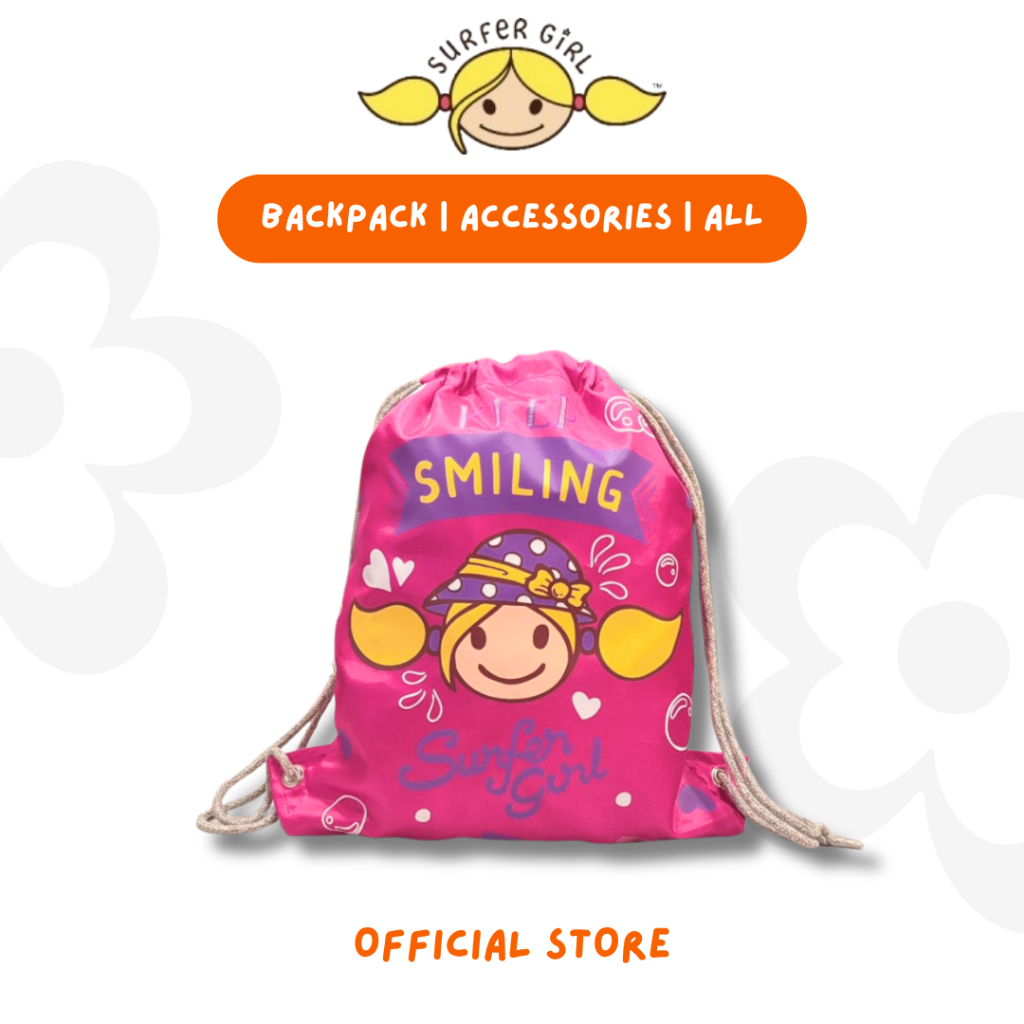 Surfer Girl Summer Festival Shopping Bag Backpack 253ASBB001PNK | Surfer Girl drawstring bag | Surfe