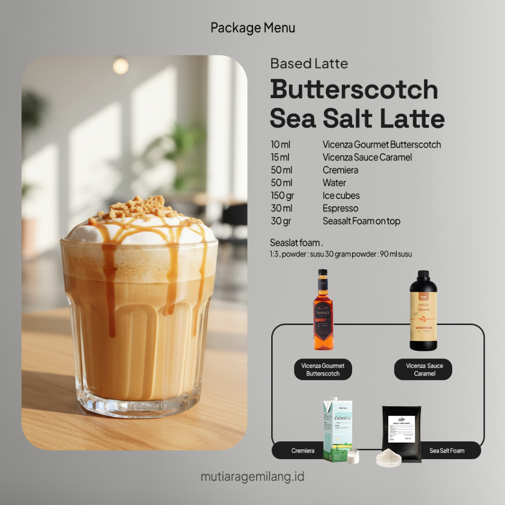 MUTIARAGEMILANG.ID RECIPE MGI - BASED LATTE Paket Siap Jualan Minuman Cafe / Paket Usaha Minuman Kek