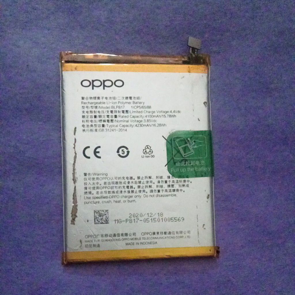 batry Oppo a16k model:BLP817 ori copotan