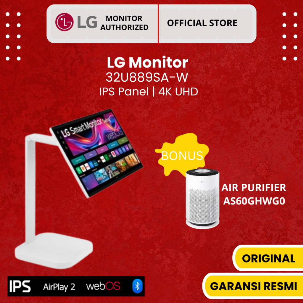 LG SMART MONITOR 32 INCH 32U889SA-W IPS 4K 2160P 5MS 60HZ USB-C TOUCH SCREEN ROLLING STAND SPEAKER E