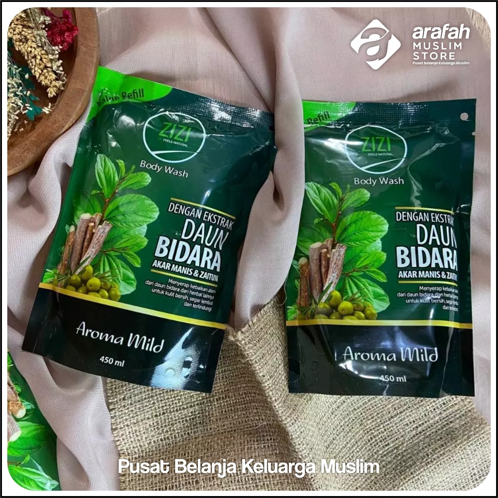 Sabun Mandi Cair Zizi Body Wash Daun Bidara Cair Mild Kemasan Refill 450 ml Anti Bakteri