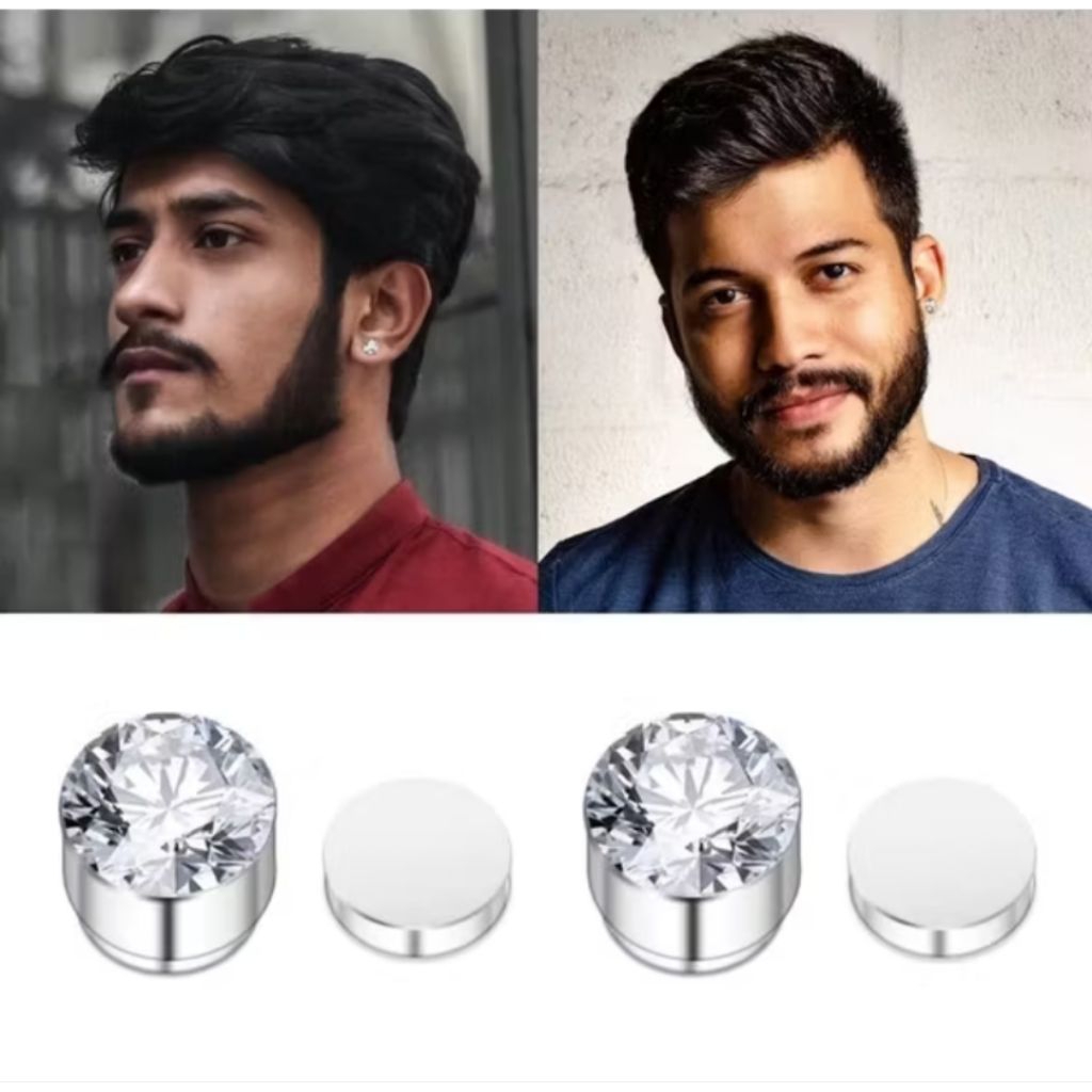 Anting Magnet Bulat berlian silver Murah Termurah Pria Wanita Tanpa Lubang Tindik Telinga Fashion Ko