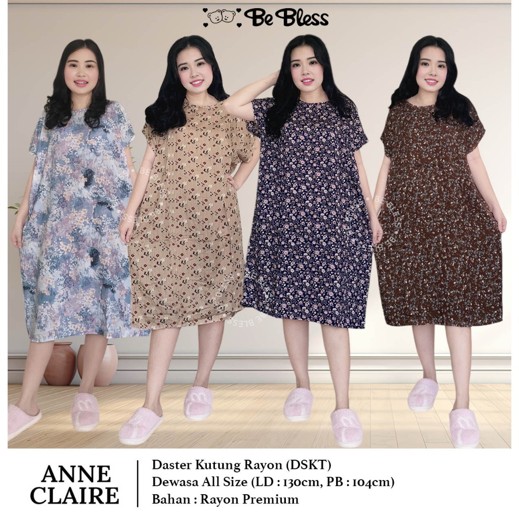 ANNE CLAIRE | DSKT Daster Kutung Rayon Anne Claire All Size Dewasa Wanita Dress Big Size Kelelawar