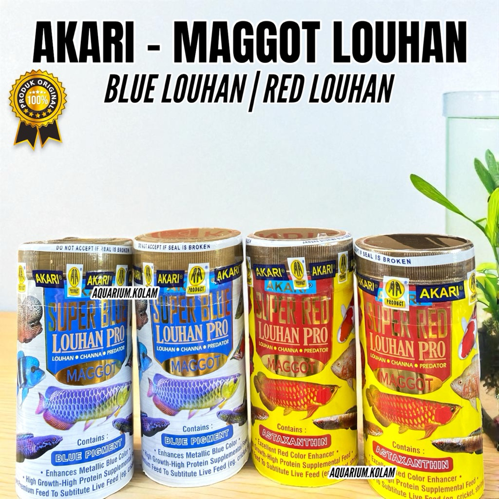 AKARI SUPER RED/BLUE MAGGOT Pakan Premium Louhan Channa 50% Protein
