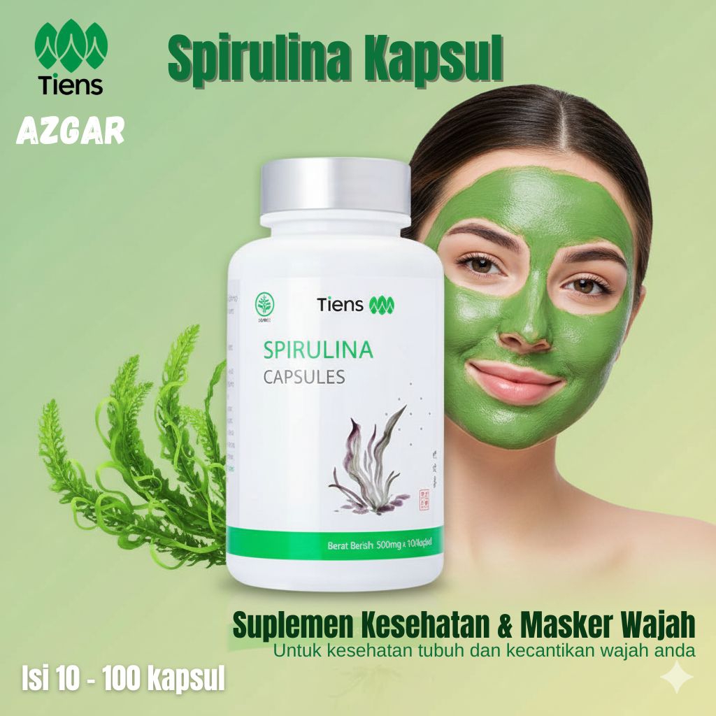 Spiruluna Kapsul Tiens (Sebagai Masker Wajah Mencerahkan dan Mengatasi Masalah Jerawat Wajah dan Sup