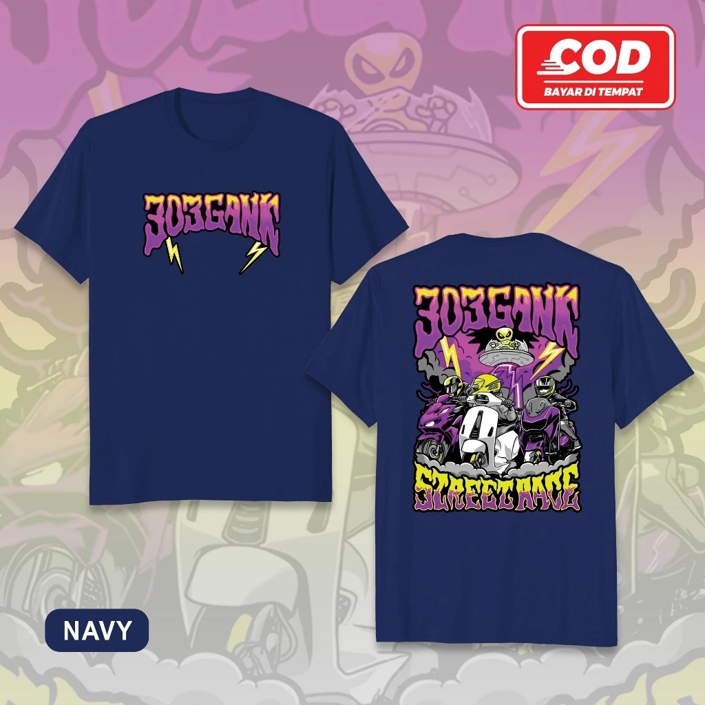 Kaos 303 Gank Street Race Kaos Distro Murah Atasan Pria Katun Combed 30s