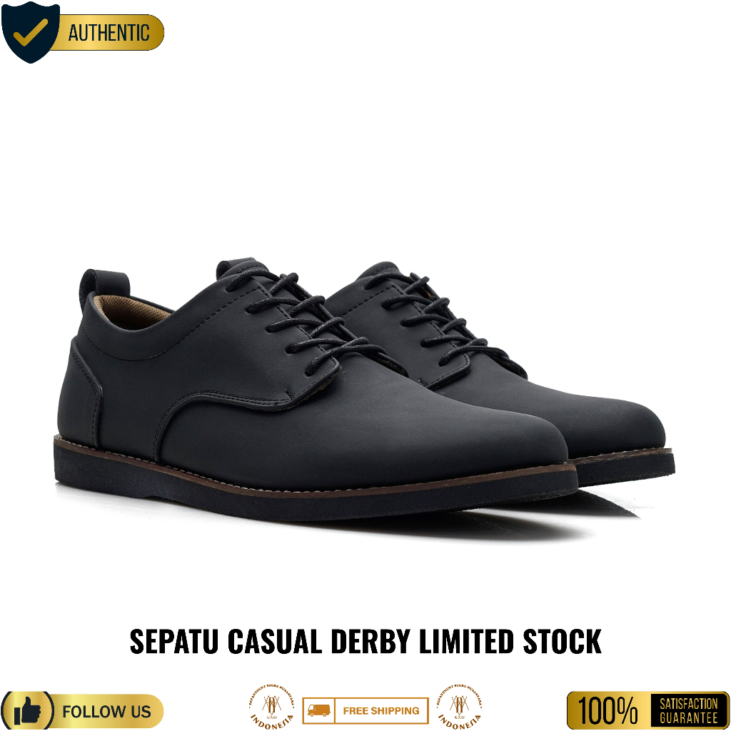 REYL MAN x uawindonesia - Sepatu Casual Santai Pria Formal Derby Oxford | REYL MAN BRIDGE BLACK