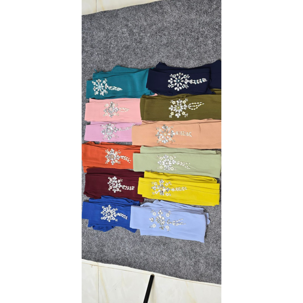 SR Kebaya / Selendang Kebaya Bali Ceruty Warna Terlaris / Selendang Pesta / Selendang Ceruty Payet M