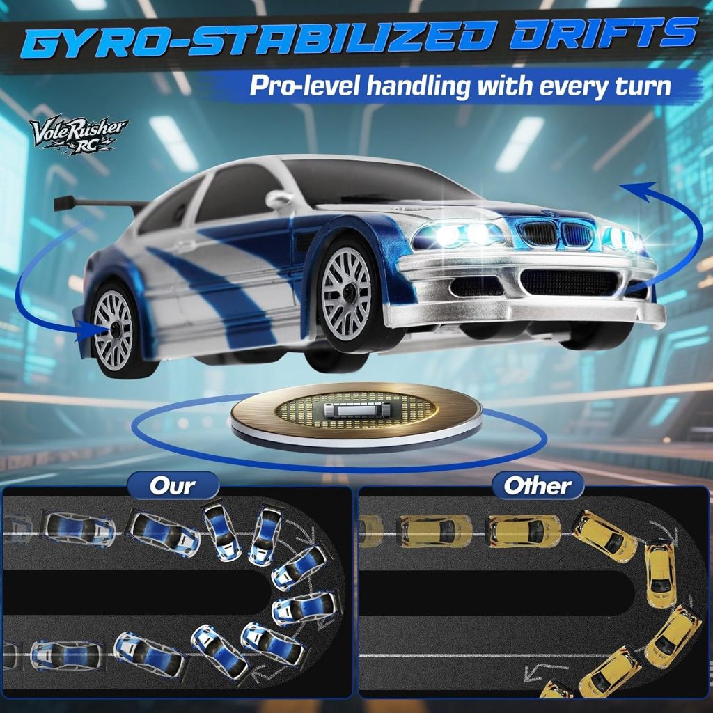 VoleRusher RC [2025 New Upgrade 1/43 Scale Mini RC Drift Car with Gyroscope, Toys