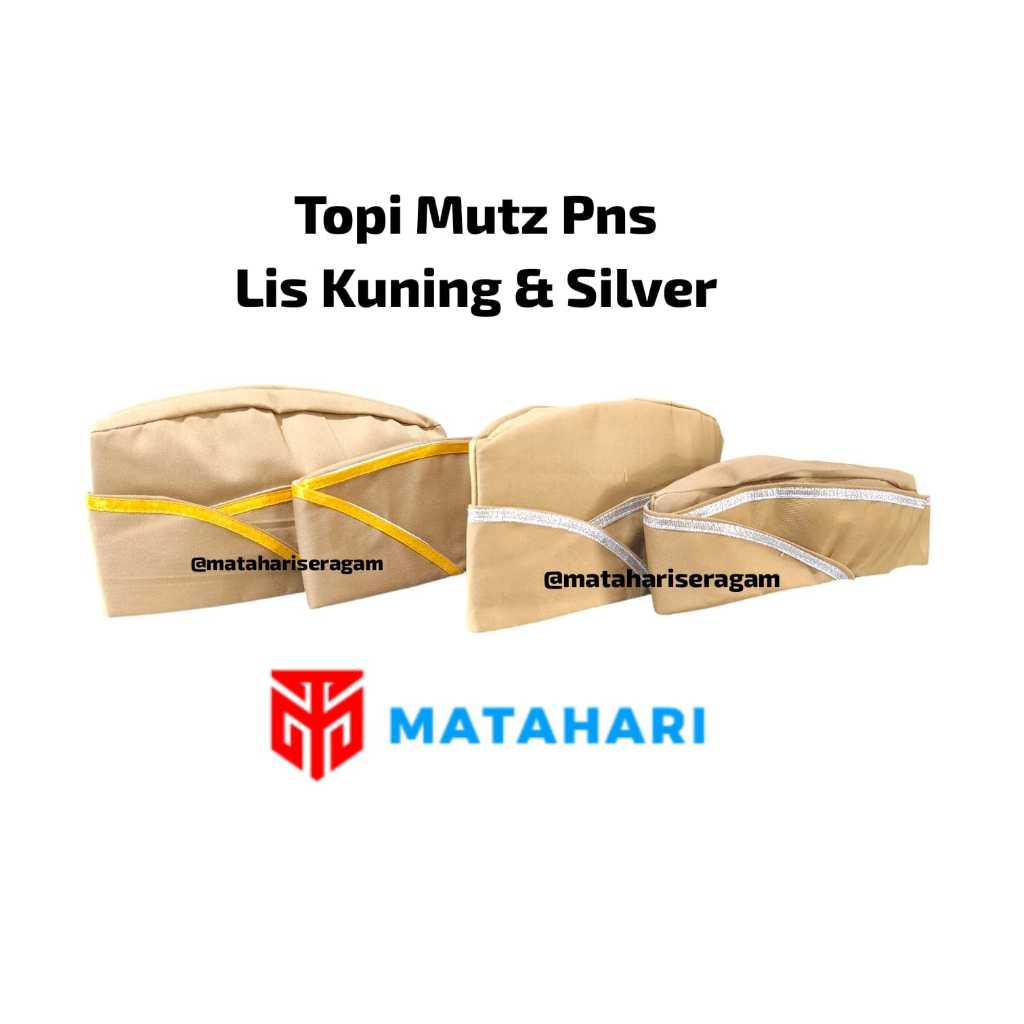 READY Topi Mutz Pns / Pegawai / Veteran / Topi ASN / Topi PNS / Topi Mutz Lis Kuning / Topi Mutz Lis
