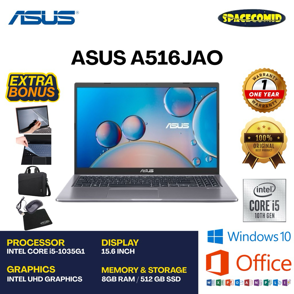 ASUS A516JAO [CORE i5-1035G1] 8GB RAM | 512GB SSD | 15.6"FHD | FREE ACC