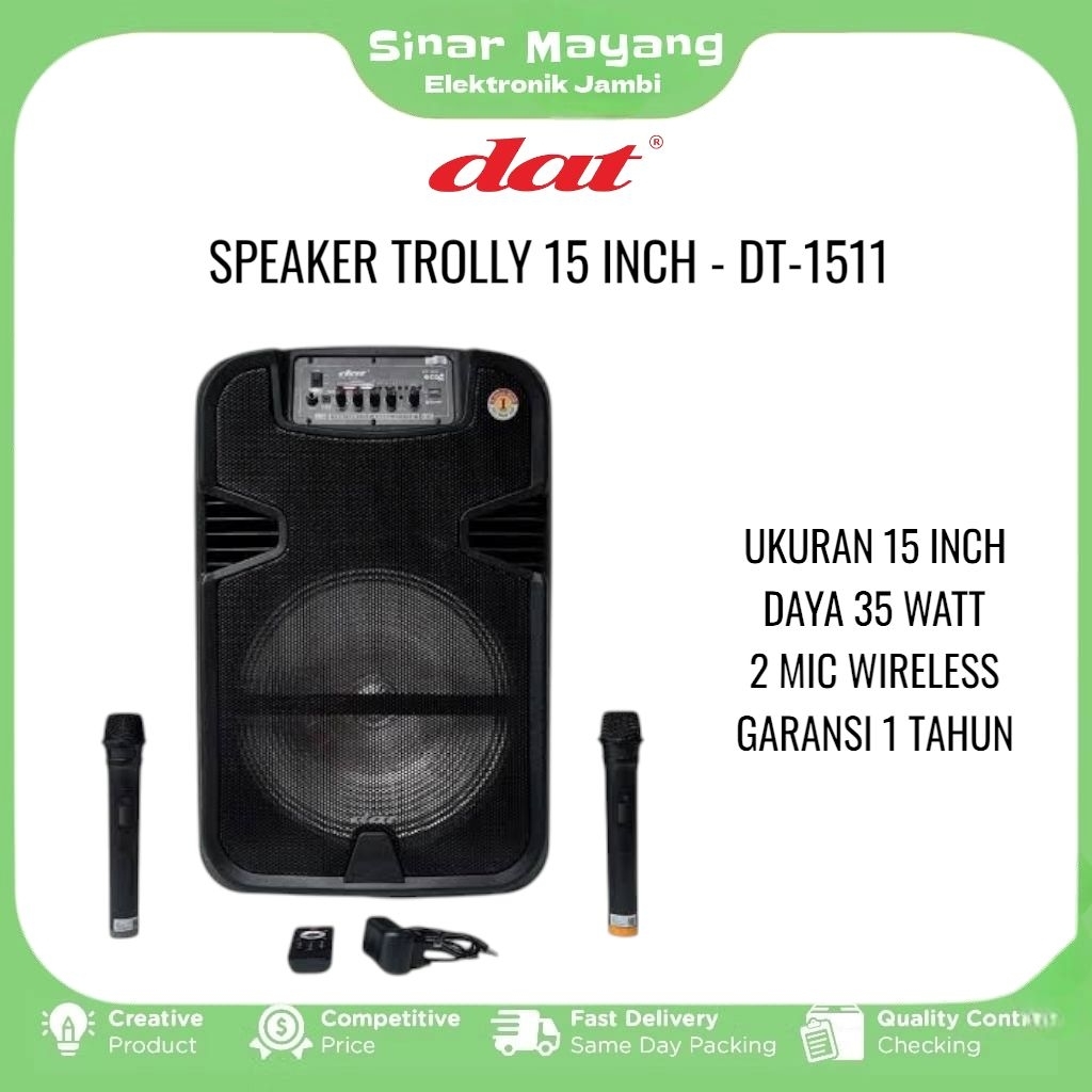 Speaker Trolley DAT DT-1511/ Speaker 15 Inch DAT/ Garansi Resmi DAT