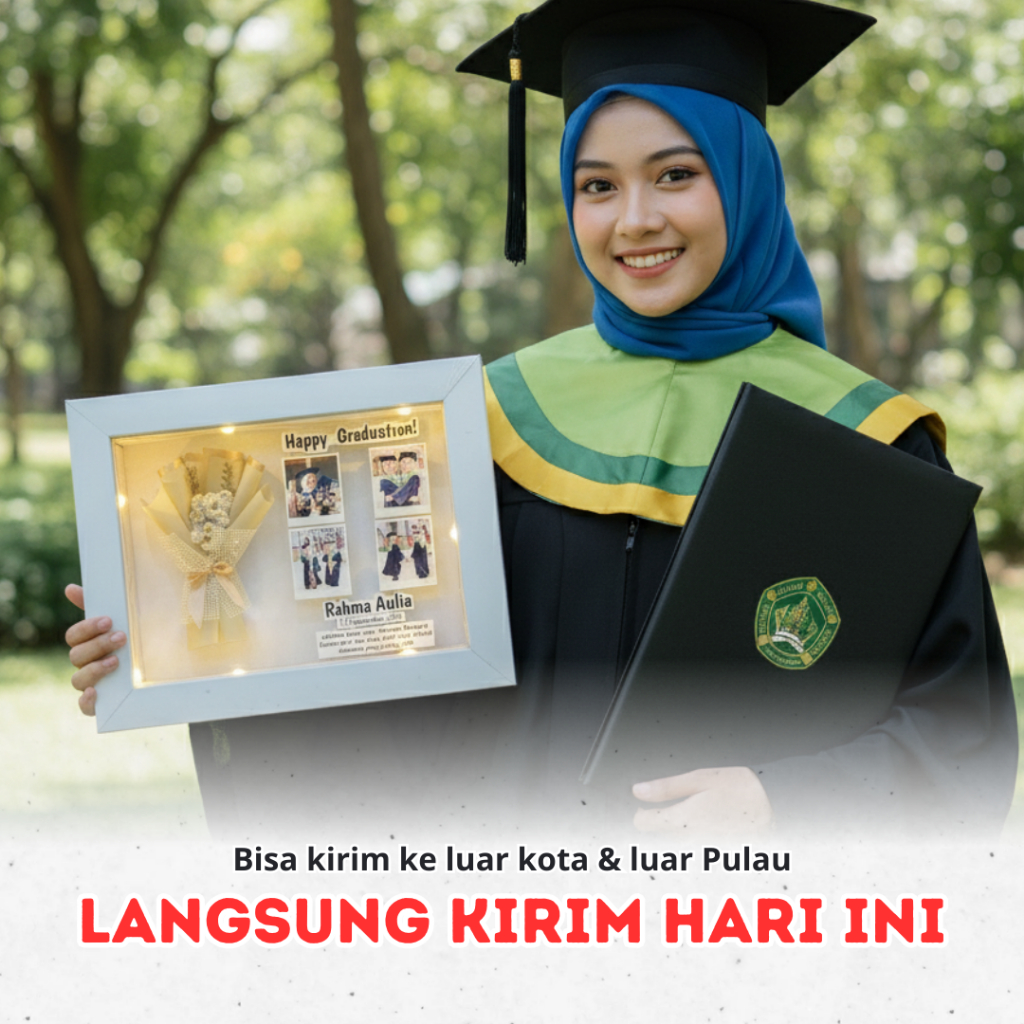 Buket in frame kado hadiah Wisuda Graduation sidang cewek cowok Buket in frame