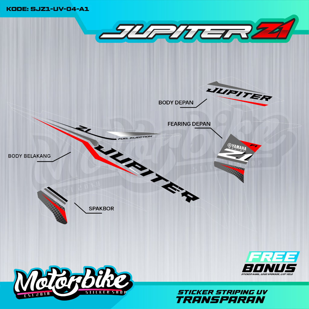 STRIPING TRANSPARAN STIKER JUPITER Z1 YAMAHA JUPITER STIKER AKSESORIS MOTOR -SJZ1-UV