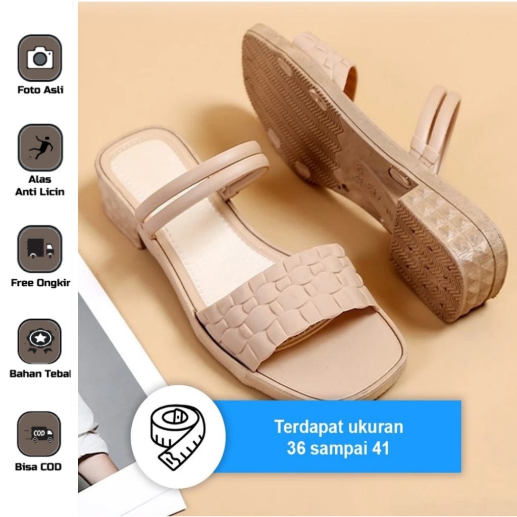 Sandal Sepatu Karet Wedges Wanita Motif Kulit Buaya Sendal Heels Slop Jelly