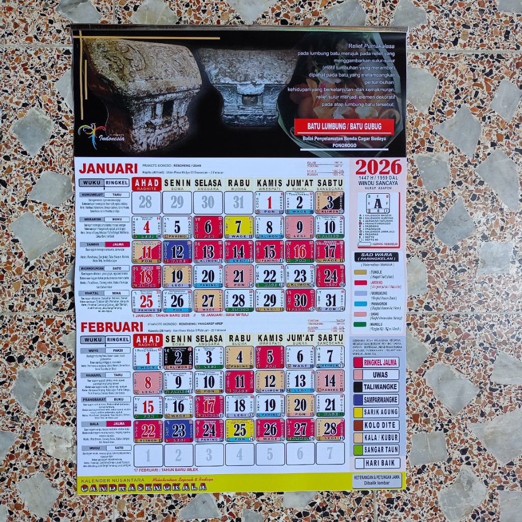 Kalender Jawa  2026 Candrasengkala Kalender Kejawen tanggalan jowo