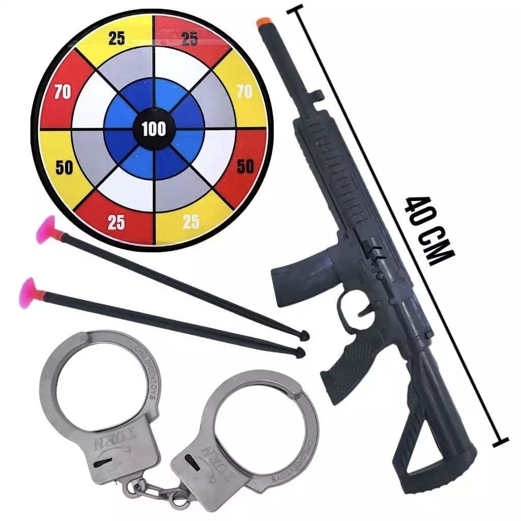 1092 mainan anak pistol panjang 40cm + borgol+ peluru karet/mainan anak pistol tembakan peluru karet