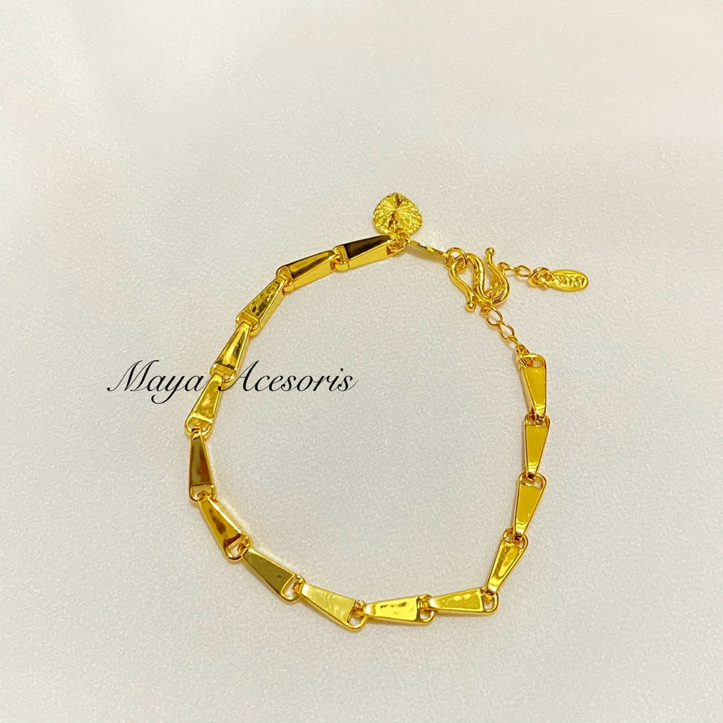 Gelang Padi Titanium Lapis Emas Asli Anti Karat Anti Luntur