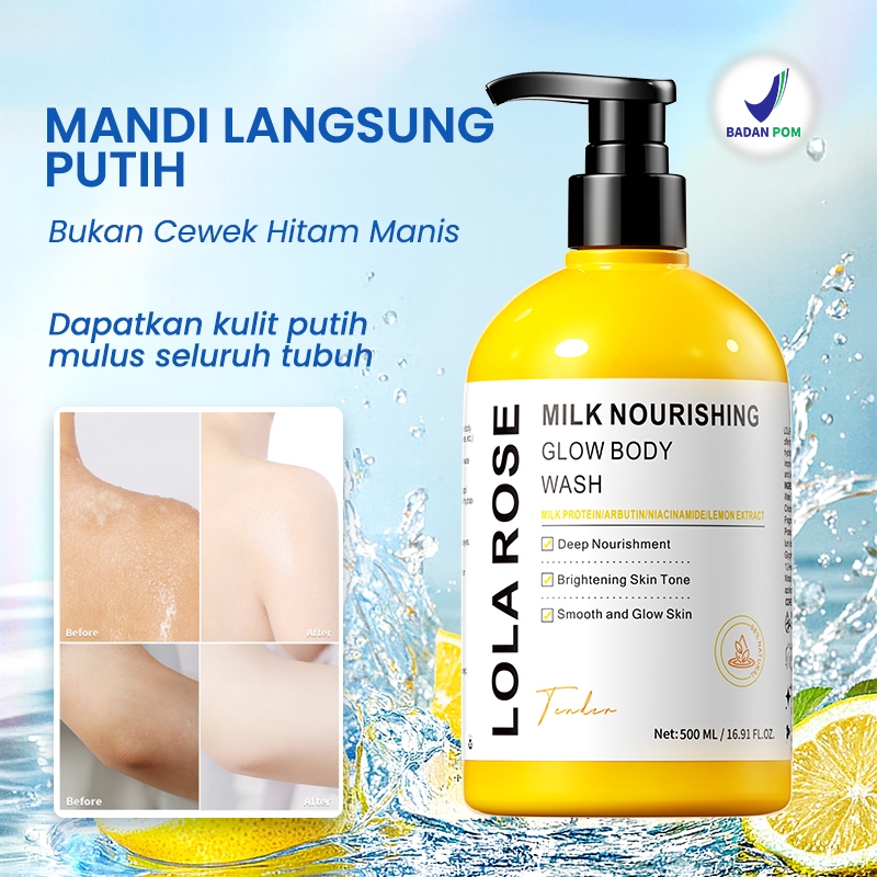 LOLA ROSE Lotion Susu Pemutih Badan 500ml Whitening Body Lotion Bleaching Lotion Tubuh Permanen BPOM