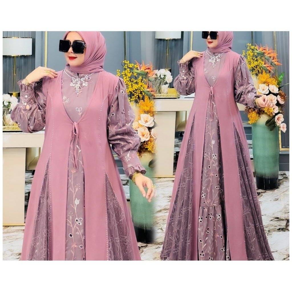 HANANIA DRES SET HIJAB GAMIS MEWAH