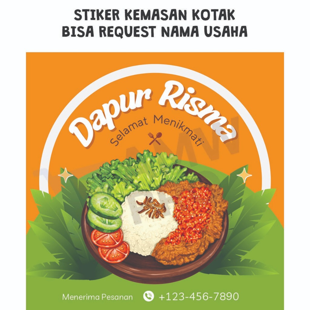 Label Stiker kemasan untuk usaha makanan dll bisa request nama usaha