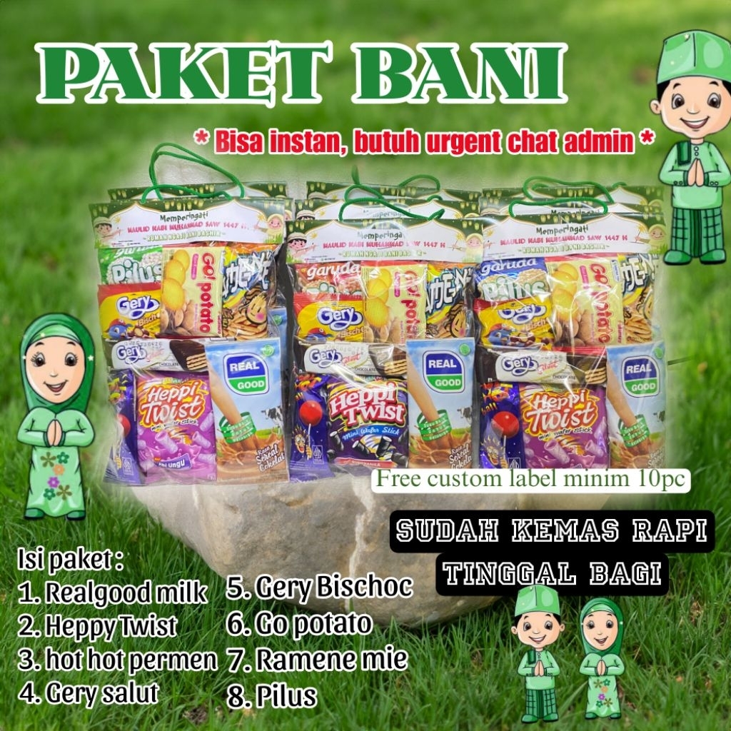 Paket Bani Snack ultah hemat murah bingkisan Snack murah meriah paket parcel mini ulang tahun anak S