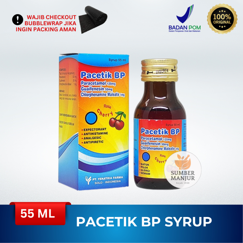 PACETIK BP SIRUP 55ML / SYRUP UNTUK DEMAM, BATUK & PILEK