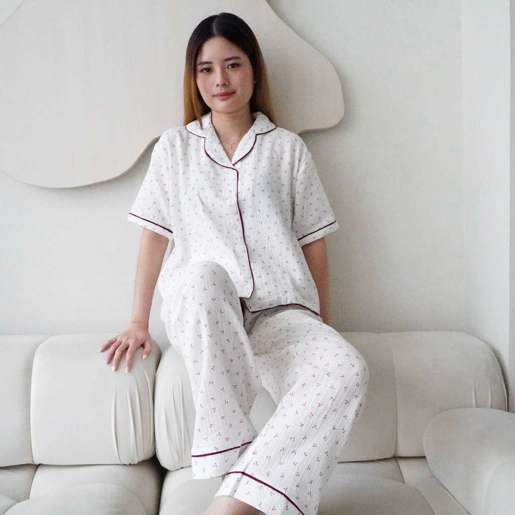 OSEYO - Cheri Set | Cotton Crinkle Pajamas | Baju Tidur