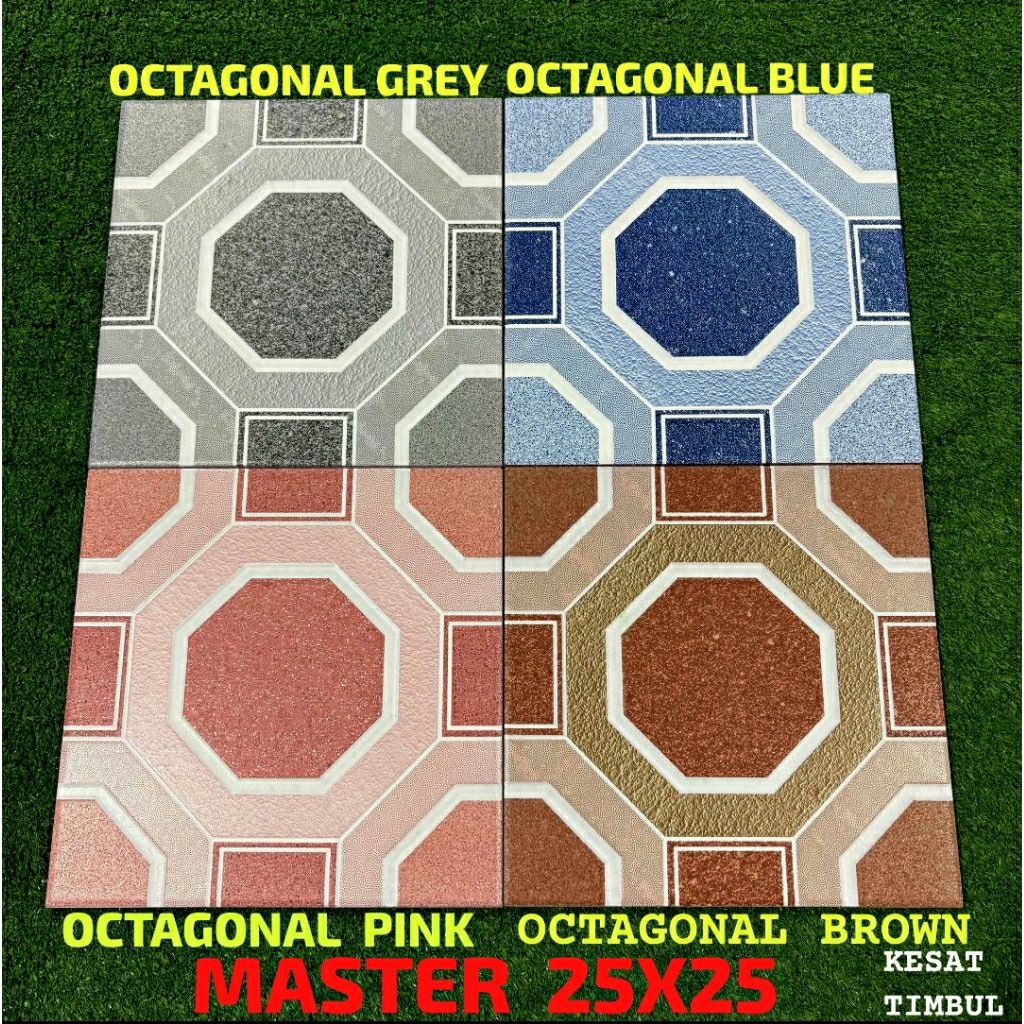 25X25 UNO KW A AYUMI PINK KERAMIK LANTAI KAMAR MANDI KASAR MERAH JAMBU GREEN HIJAU BATU BATU ABU COK